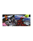 28x12 inches anime mouse pad with Gundam space battle over Earth, RX-93 Nu and Sazabi artwork.