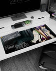 Saeko Busujima staring down on anime desk pad 36x16 inches, calm dangerous look from Highschool of the Dead.