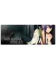 Anime girl mouse pad 32x12 inches with Saeko Busujima poster-style art and torn shirt detail.