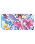 32x16 inches anime girl mouse pad with magical girl wings, ribbon swirls, star staff, and Clow Cards.