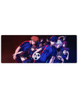 Blue Lock team lineup anime mouse pad 32x12 inches with jerseys, numbers, and soccer ball desk mat.