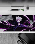 Sleek 36x16 inch desk pad featuring Gojo's commanding presence and vibrant energy for anime enthusiasts