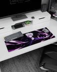 Stylish 32x12 inch mouse pad with Satoru Gojo's vibrant design, perfect for daily use or gaming setups