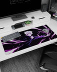 Workspace-ready 36x16 inch desk pad with Satoru Gojo's powerful design, ideal for Jujutsu Kaisen lovers