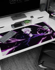 Premium 40x20 inch desk pad with Satoru Gojo's striking design, perfect for energizing any workspace