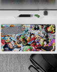 32x16 inches mouse pad with Luffy, Zoro, Nami, and the Straw Hat Pirates in Wano attire, showcasing the adventure and action of the Wano Arc.