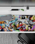 36x16 inches desk pad with Luffy, Zoro, Nami, and the Straw Hat Pirates in traditional Wano attire, embodying the adventure of the Wano Arc.