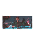 Tanjiro on a 28x12 inch anime mouse pad, set in a dreamscape from Demon Slayer, ideal for intense gaming sessions.