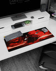 32x12 inches anime mouse pad showing Alucard grinning, coat flaring, one hand on chest, gun aimed.