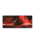 28x12 inches anime mouse pad with Alucard under a blood-red moon, black coat flare and pistol pose.