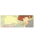 Compact 32x12 inches mouse pad featuring Spike Spiegel in a watercolor-inspired design with pastels, smoke, and handwritten notes.