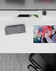 Dreamy bokeh sparkle anime mouse pad 14x10 inches in teal, white, and pink for a cozy cute desk mood.