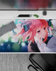 40x20 inches kawaii anime desk pad in pink, teal, and white sparkles with a soft romantic festival glow.
