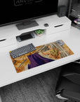 28x12 inches Ikki Tousen Kanu Unchou mouse pad, eyes closed, silver hair flowing, untouchable vibe.