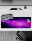 Intense 32x12 mousepad features purple waves and translucent accents with intricate cosmic details for fans of minimalism