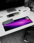 Small but impactful 32x12 mousepad showcases celestial serenity with striking purple and pink artistry
