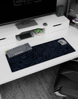 Small but impactful 32x12 desk mat showcases serene depth with striking blue-and-black contrast