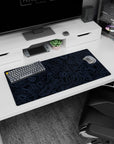 Calm sophistication design on 32x16 desk mat brings Blue Topographic Contour's modern aesthetic to life vividly