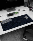 Organic artwork on 36x16 desk mat captures the elegance of topographic contours in stunning simplicity