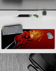 32x12 inches mouse pad with Asuka Langley Soryu and Unit-02 design, showcasing bold crimson and golden hues for a beautiful blend of strength and vulnerability.