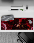 32x12 inches mouse pad with Asta's Devil Union Mode design, surrounded by crimson flames and a burning red eye to bring intense energy to your desk.