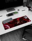 Artistic 32x12 inches mouse pad featuring Asta's Devil Union Mode design, with crimson flames and a burning red eye for a fierce, powerful effect.
