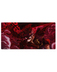 Mouse pad featuring Asta's Devil Union Mode design, 32x16 inches, surrounded by a crimson inferno and a burning red eye for an intense, powerful look.