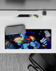 Compact 28x12 desk mat highlights JoJo's iconic heroes and their personalities for immersive fan vibes