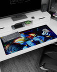 Stylish diamond artwork on 36x16 desk mat captures JoJo protagonists' iconic charm in stunning fashion