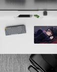 Midnight palette anime mouse pad 14x10 inches in charcoal and cool purples with soft, shy after-class vibe.