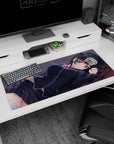 36x16 inches anime desk pad showing a shy schoolgirl daydreaming after class, resting on your desk.