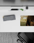Unstoppable rage 14x10 mouse pad featuring Eren Yeager's Attack Titan with glowing eyes and crackling lightning for a powerful, dynamic workspace