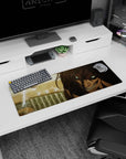 Dynamic energy 32x12 mouse pad with Eren’s Attack Titan, glowing eyes, and crackling lightning, perfect for creating a powerful workspace for AOT fans