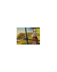 Classic anime girl mouse pad 14x10 inches with fox-eared girl in an autumn valley landscape.