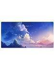 Serene morning sky 32x16 mouse pad featuring soft pastels and deep blues, perfect for inspiring calm focus and peaceful reflection