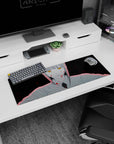 Small but impactful 32x12 mouse pad showcases anime-inspired dominance with striking contrasts and mesmerizing elegance