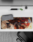 32x12 inches anime girl mouse pad in warm browns, soft creams, and sunset gold for a quiet winter vibe.