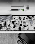 Anime desk pad 36x16 inches featuring Naruto manga scenes: Madara's power, Minato's speed, Jinchūriki army, Reverse Harem Jutsu.