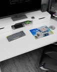 Two white-haired anime girls, one with animal ears, on breezy hills mouse pad 14x10 inches.