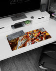 28x12 inches Gundam Build Fighters mouse pad showing Build Burning Gundam punching through sparks.