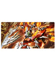 32x16 inches anime mouse pad with mech action scene, sparks and smoke-swirled background for smooth tracking.