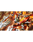 40x20 inches anime desk pad with Build Burning Gundam in a spark-filled action scene and smoke swirl backdrop.