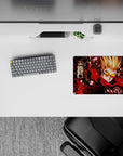 Neon-red and black 14x10 inches anime mouse pad with gritty, high-energy action vibe and bold contrast.