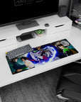 Suzaku vs Lelouch face-off anime mouse pad 32x12 inches with dramatic mecha showdown artwork.