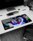 32x16 inches Code Geass mouse pad showing Suzaku Kururugi facing Lelouch as a towering mecha looms.