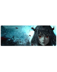 Compact 32x12 inches mouse pad with Liebe design, featuring glowing red eyes and icy mist for an intense and elegant anime-inspired vibe.