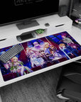 Anime desk pad featuring Sword Art Online: Alicization cast, 40x20 inches, with Kirito, Asuna, Alice, and Sinon in vivid colors.