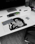 Anime mouse pad 32x16 inches featuring ANBU Itachi from Naruto in sharp black-and-white, with a chipped fox mask.