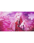 Zero Two Elegance Mouse Pad 40x20 featuring vibrant pinks, dreamy purples, and her iconic crimson uniform for bold anime style