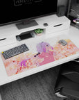 Kanna Kamui from Miss Kobayashi’s Dragon Maid on a 36x16 inches desk pad, dashing through sakura petals.